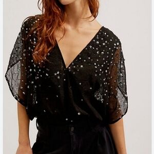 Free People Intimately Summer Shine Bodysuit Sleeveless Sequin Size S NWOT